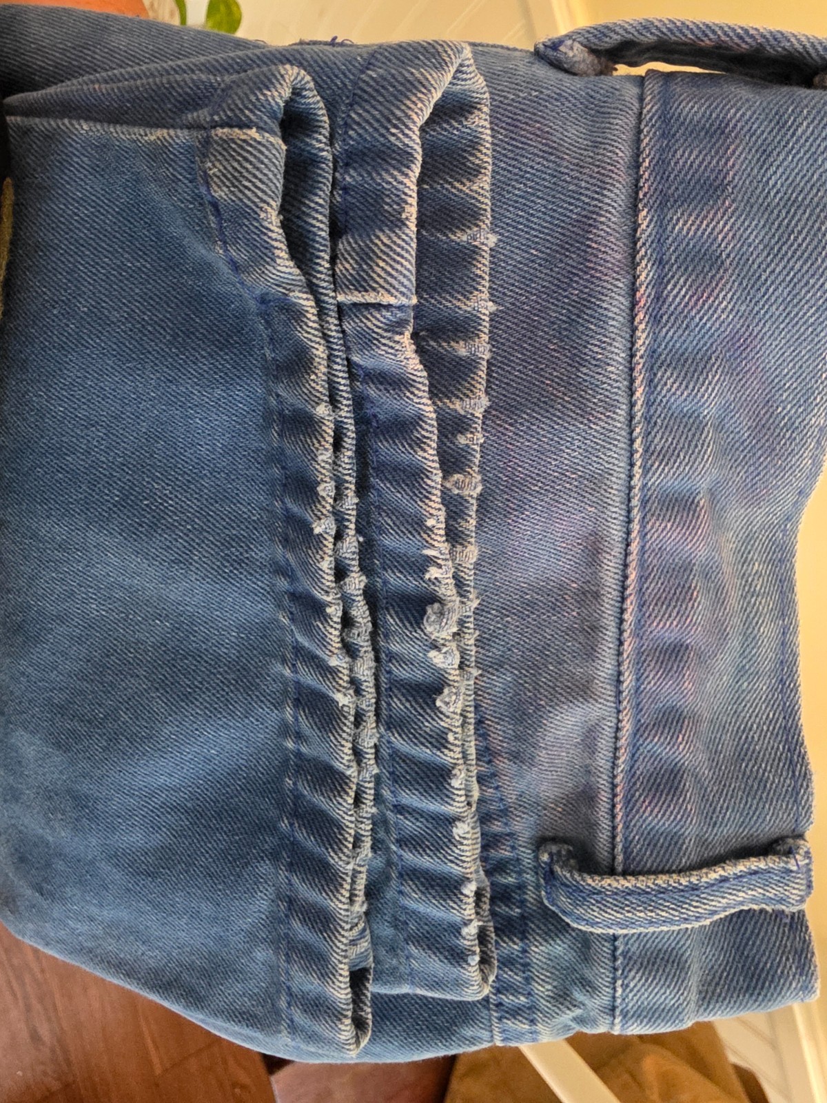Vintage Bugle Boy 100% Cotton Jeans 32×30 Blue High Rise Tapered Mom Made HK