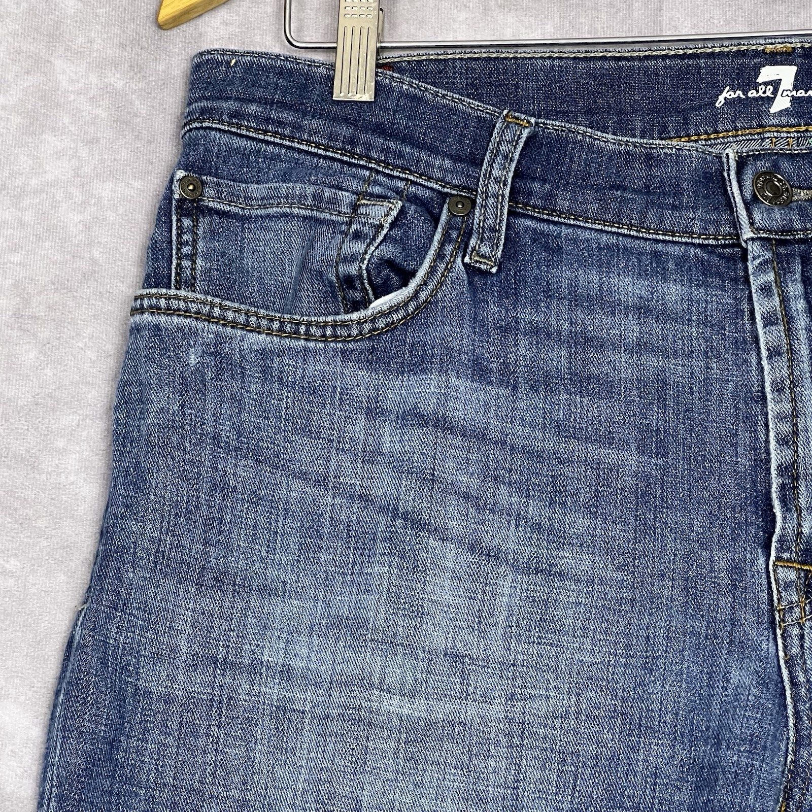 7 For All Mankind Men’s Standard Straight Leg Distressed Jeans