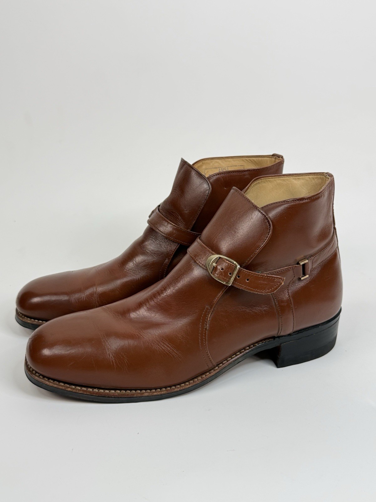 Vintage Bostonian Iron Age Steel Toe Boots Mens Size 11 Brown Leather Monk Strap