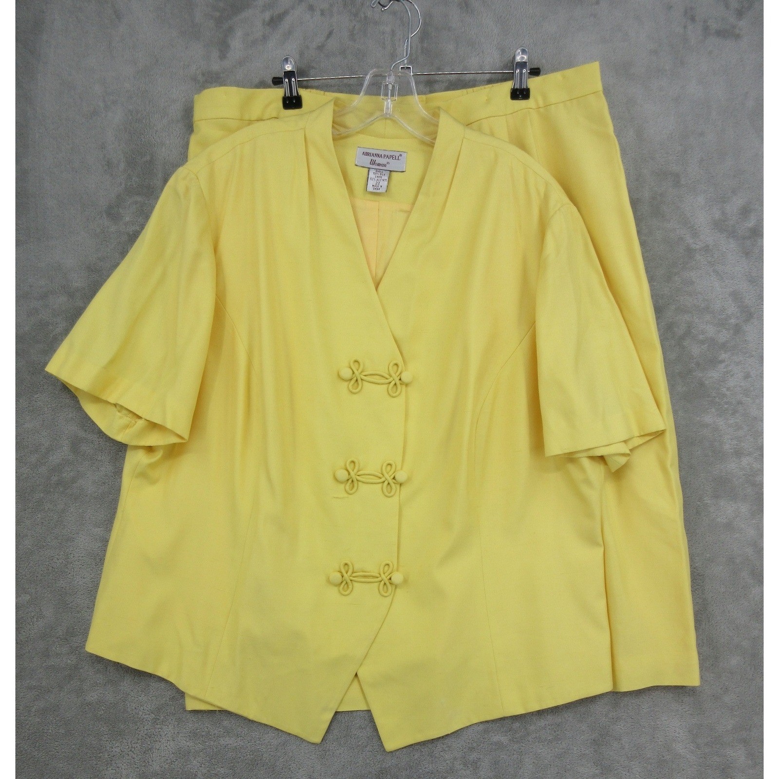 Adrianna Papell Skirt Suit Womens 22 Silk Frog Closure Office Career Lightweight