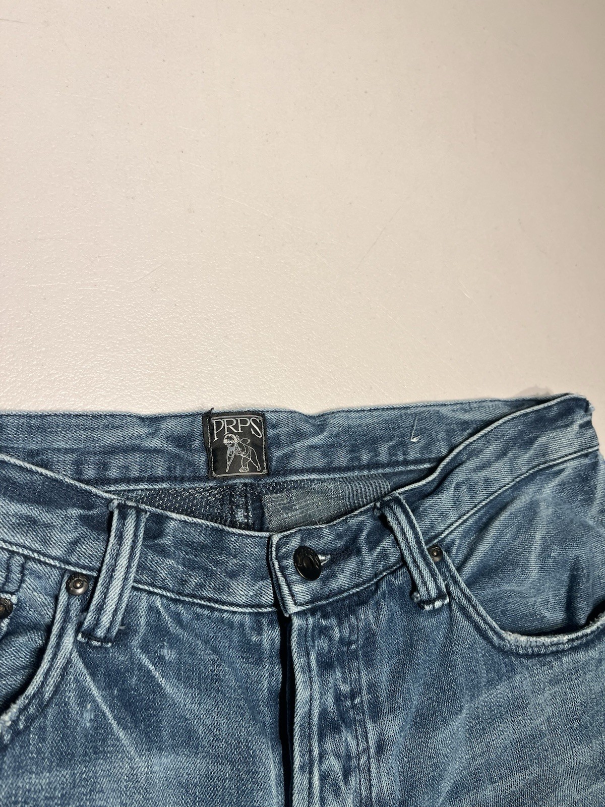 PRPS Jeans Mens 36 Blue Demon Denim Button Fly Straight Distressed VTG Y2K 34×33