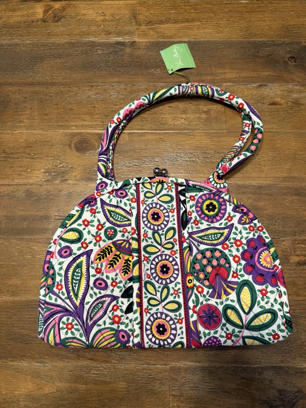 Vera Bradley Kiss Lock vibrant multi-color floral pattern.