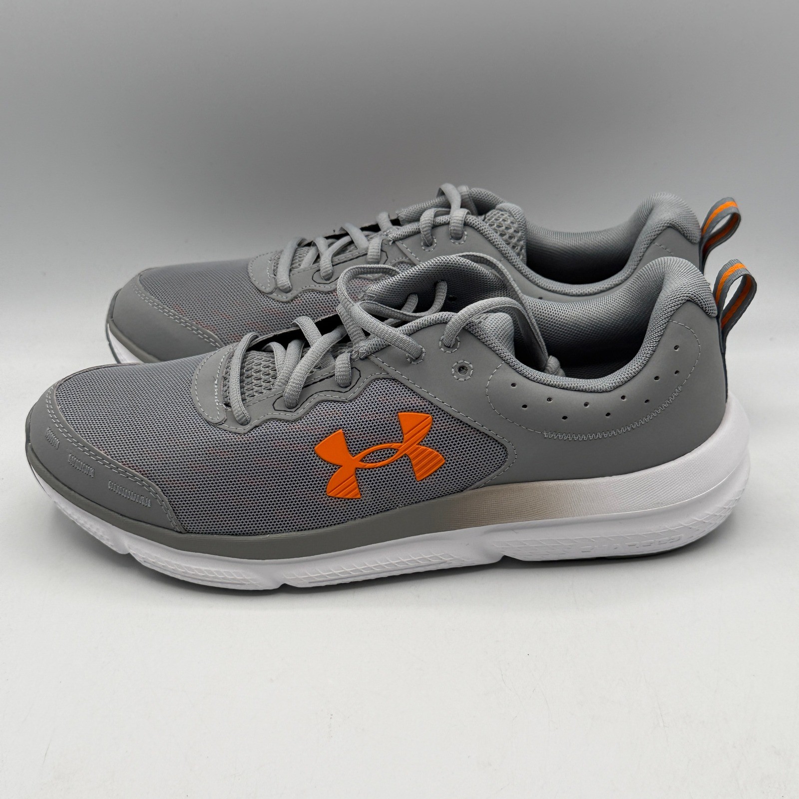 Under Armour Charged Assert 10 Mens 10.5 Gray Orange Running Shoes 3026175-105
