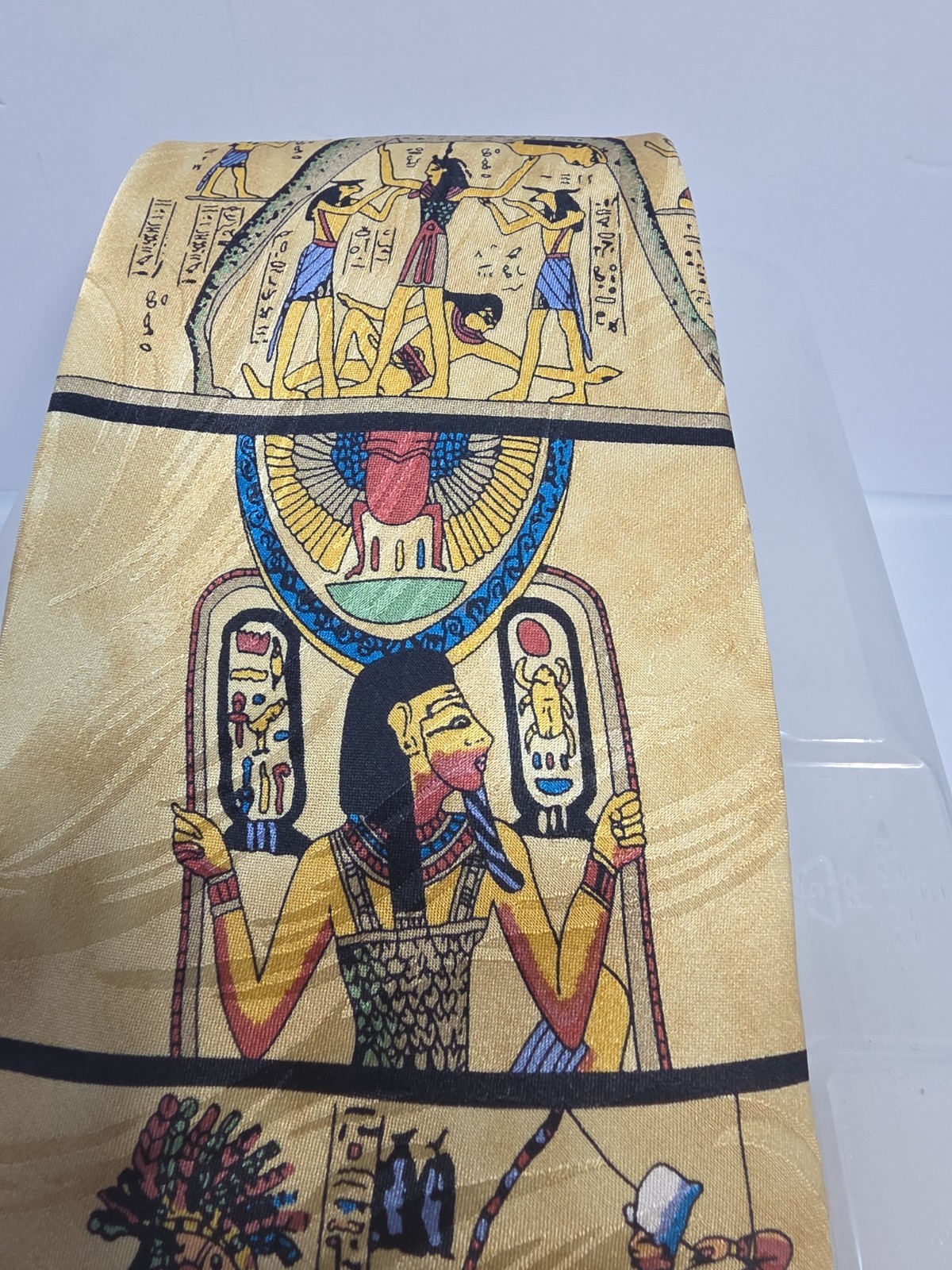 Vintage Museum Artifacts Ancient Egypt Silk Tie Pharaoh Hieroglyphics 58″ x 4″