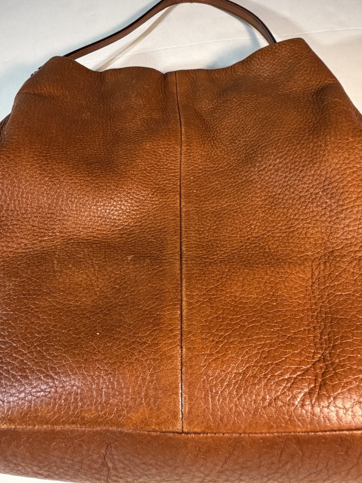 COACH Madison Small Phoebe Shoulder Bag Cognac Brown Pebbled Leather Hobo Fall