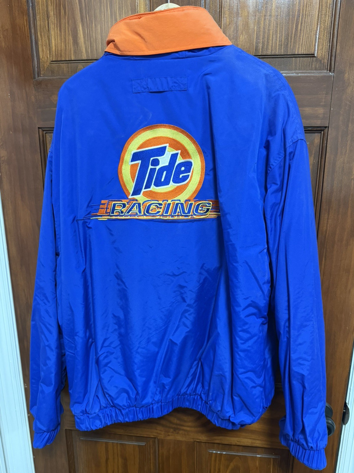 Vintage Tide Racing Jacket Mens XL Reversible Hooded Downy Embroidered 90s