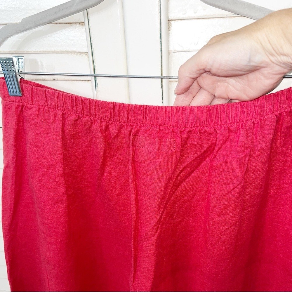 Flax Linen Pink Watermelon Red Maxi Midi Skirt Size Small
