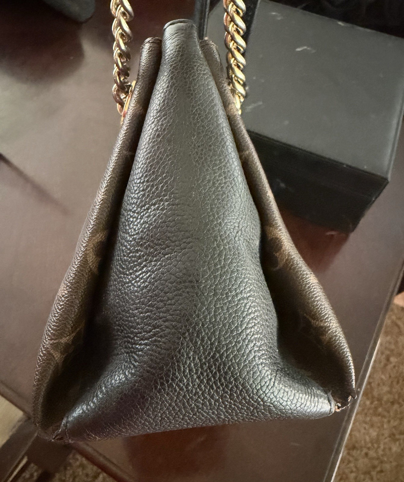 Louis Vuitton Monogram Brown and Black Surene BB Zip Chain Strap Gold Hardware