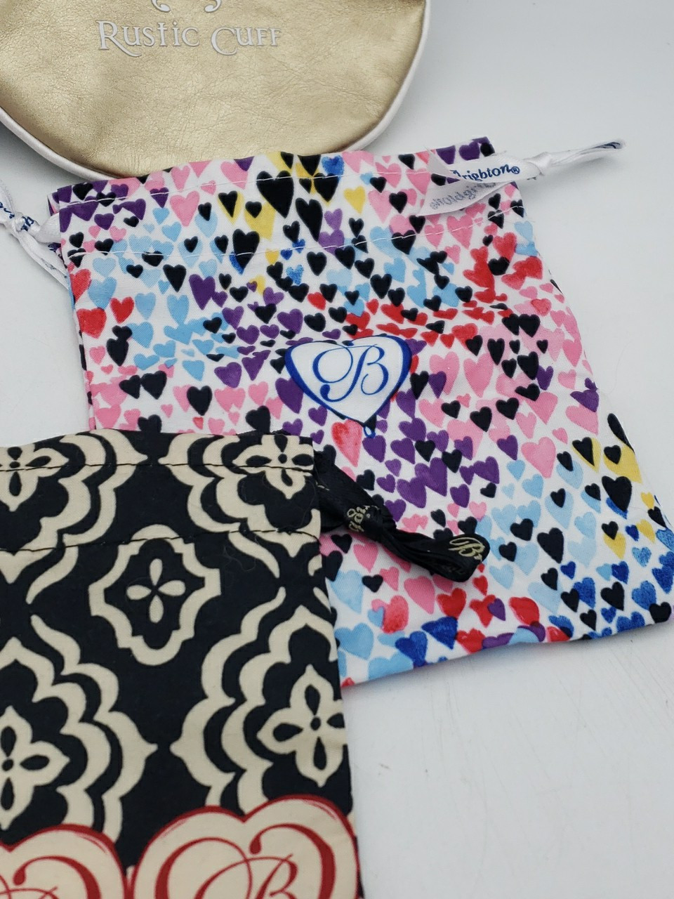 LOT OF 5 Brighton / Rustic Cuff Jewelry Dust Bags Drawstring Multicolor BAG ONLY