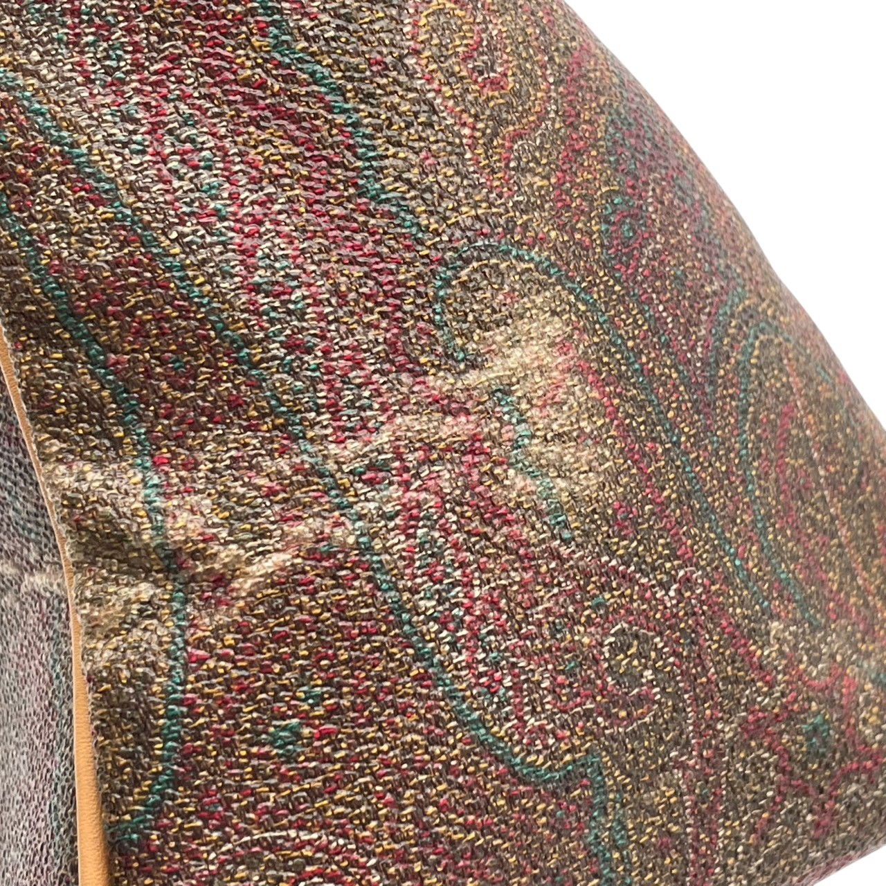 Authentic ETRO Paisley Pattern Tote Bag PVC Leather Light Brown Italy