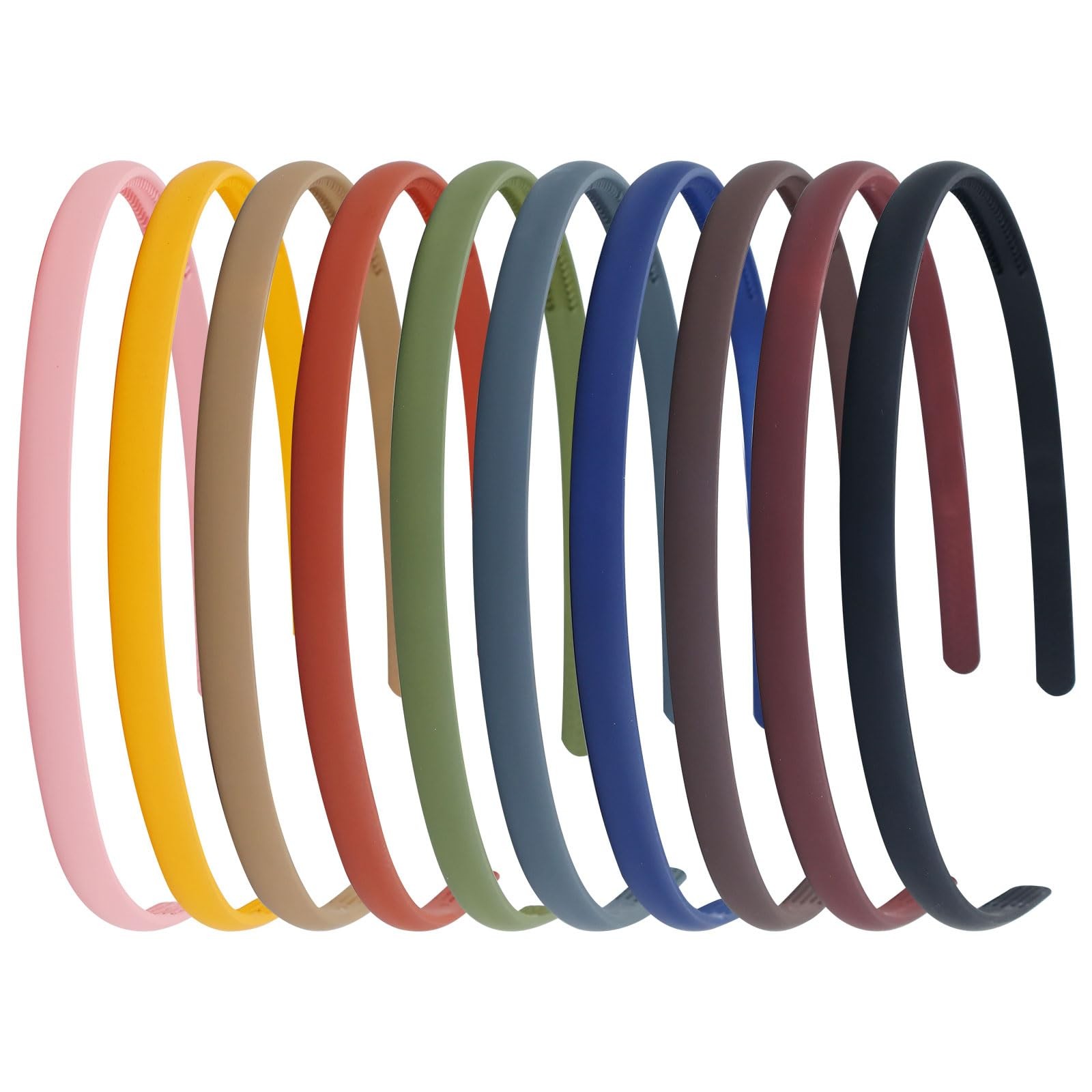 0.8cm/0.3″ Solid Plain Blank Thin Matte Plastic Headbands with Teeth DIY Craft