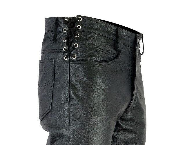 Length 28-36 Waist 30-44 Adjustable Waist Laces Pants Men’s Genuine Leather Pant