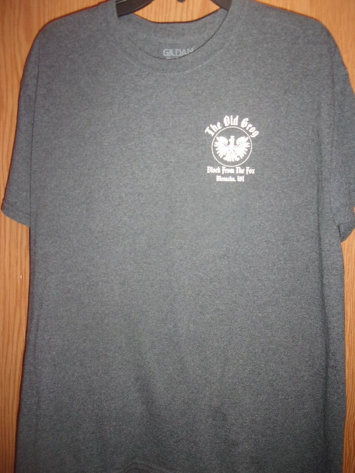 MENASHA WI the OLD GROG Block from the Fox gray L t shirt