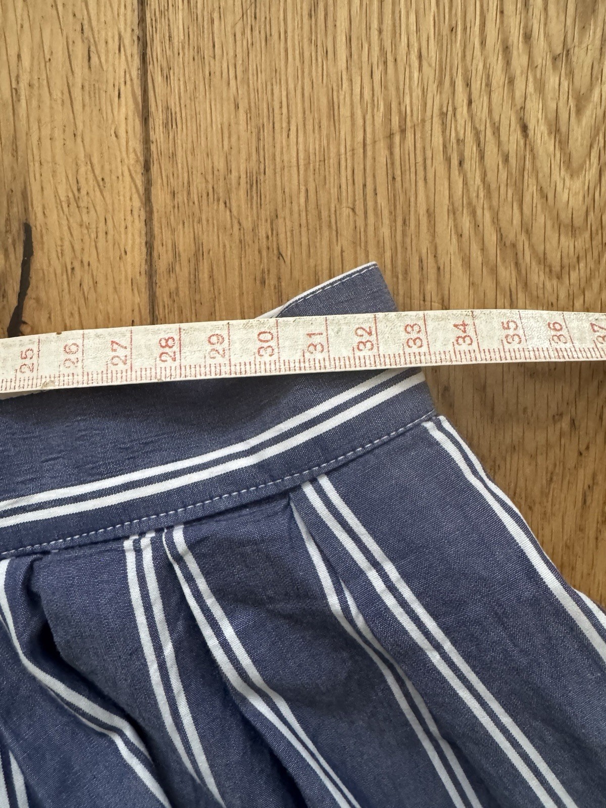Vintage J.G. Hook Blue & White Stripe Button Front Midi Skirt UK 8 100% Cotton