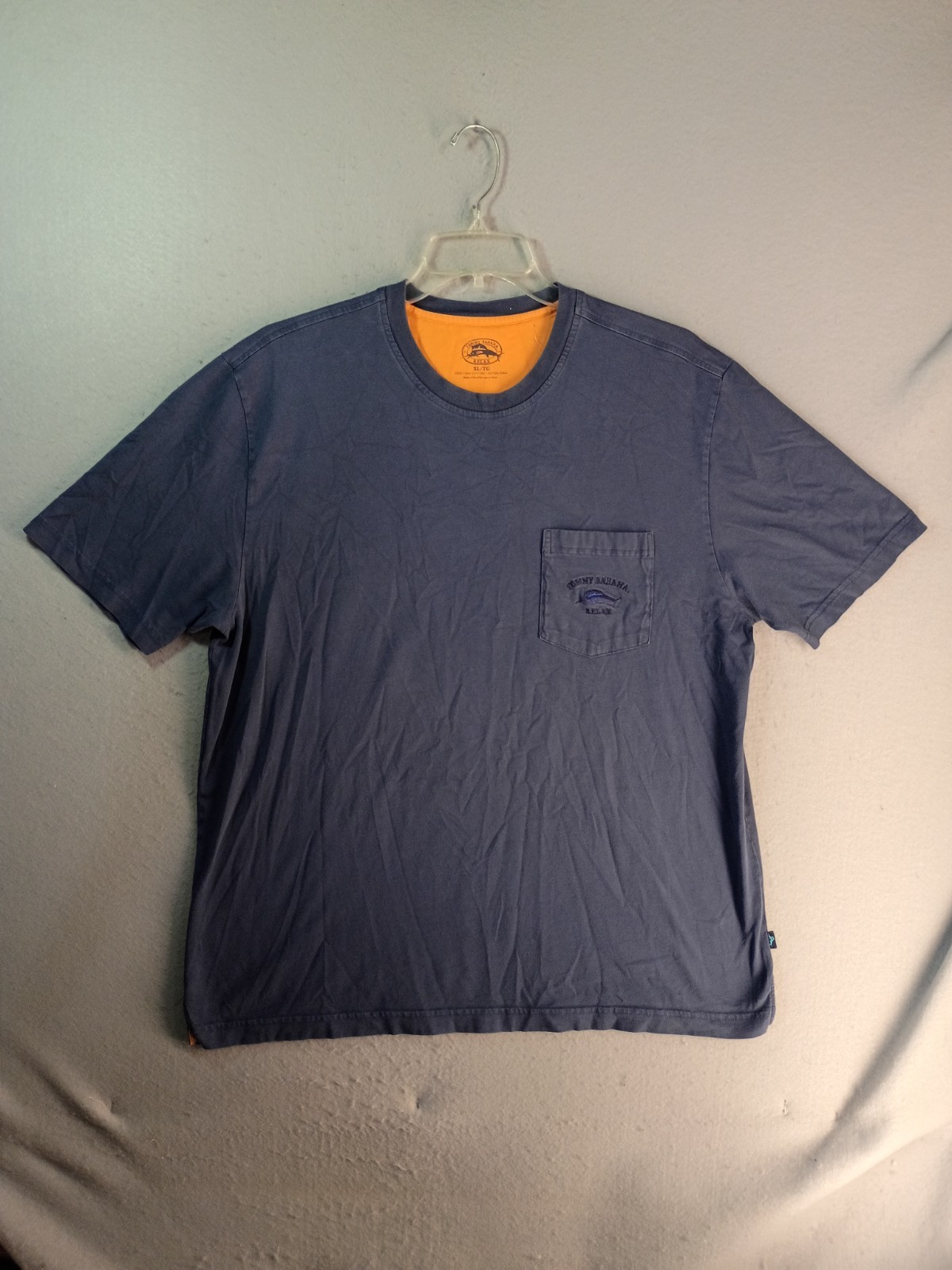 Tommy Bahama Mens Shirt XL Blue Relax Short Sleeve Pima Cotton Crewneck Logo