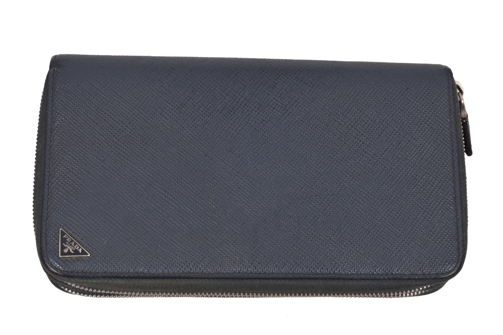PRADA Zipped mens wallet hand NavyBlue bottega loewe Italy zilli Authentic