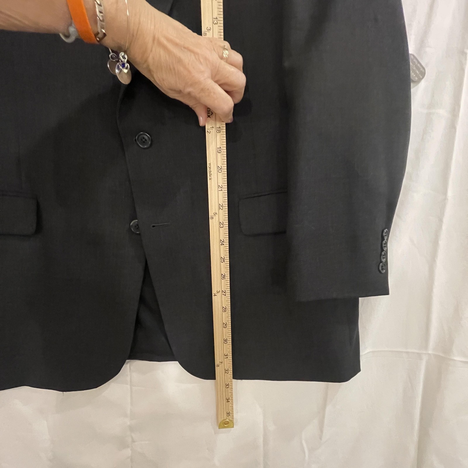 Stafford Essentials Blazer Sport Coat Mens 46R Gray Wool 2 Button Notch Lapel
