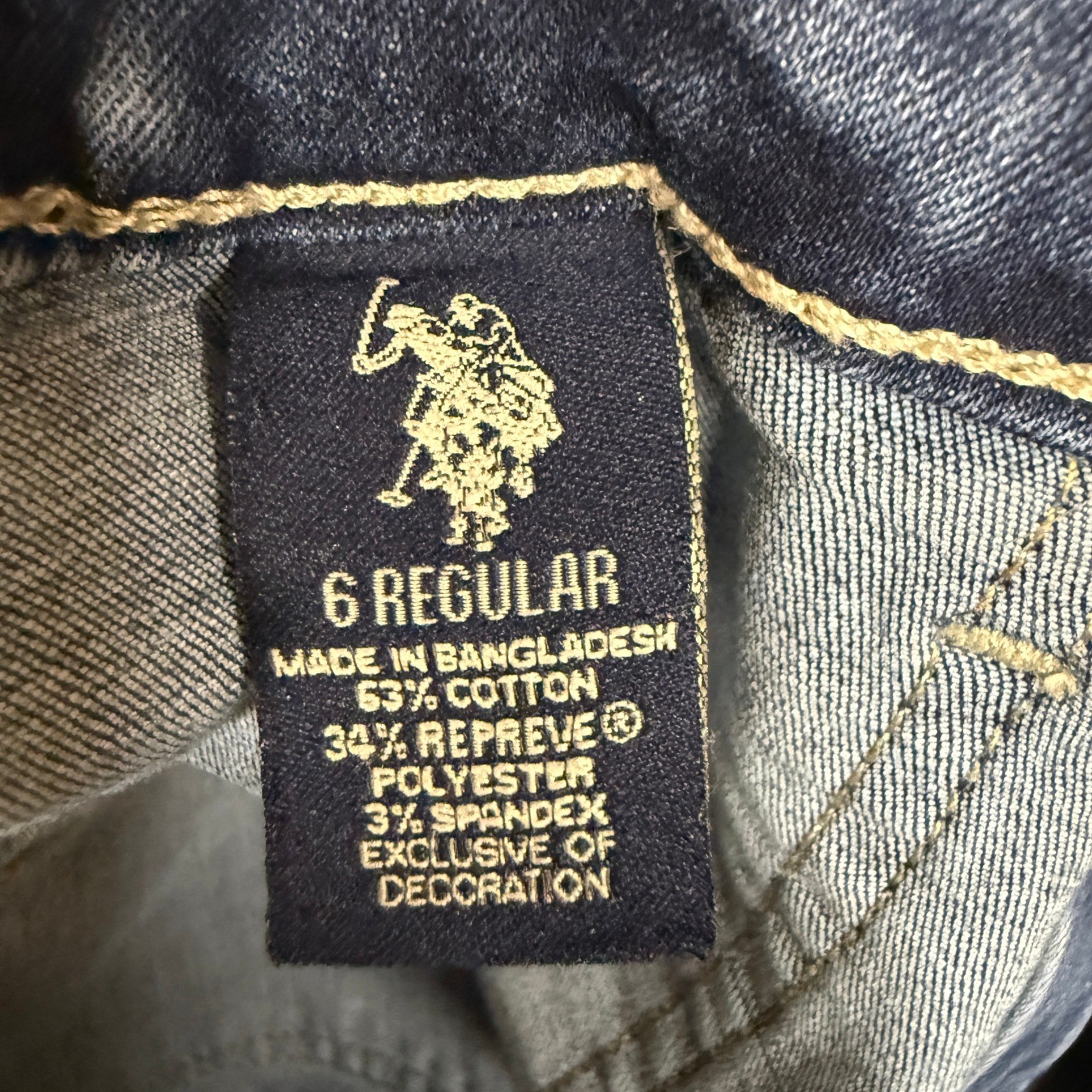 U.S. Polo Assn. Premium Denim Jeans Size 6 Regular Blue Patch Pocket Raw Hem