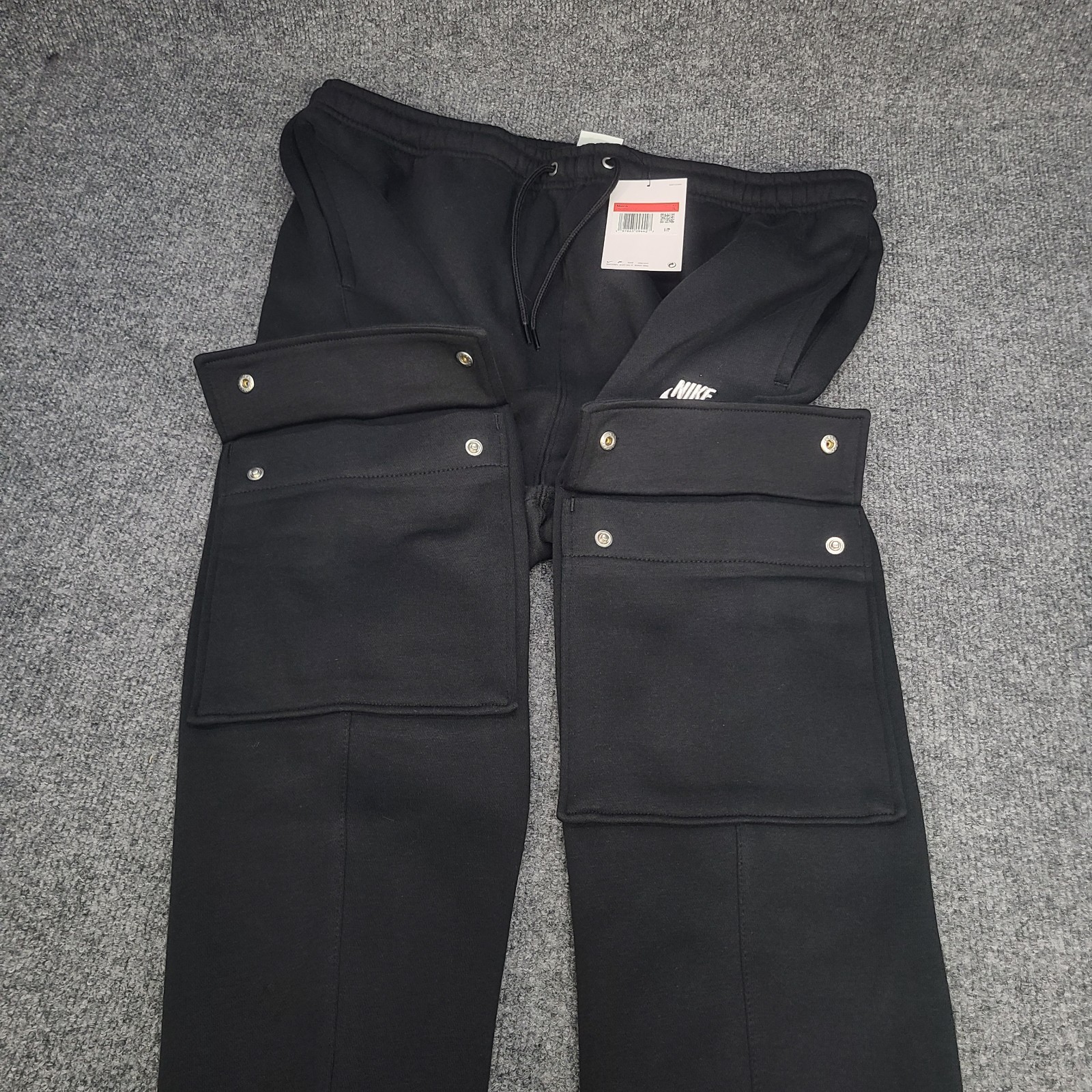 Nike Pants Mens Large Black Futura Club Fleece Cargo Cuff Brushed Jogger Sweats