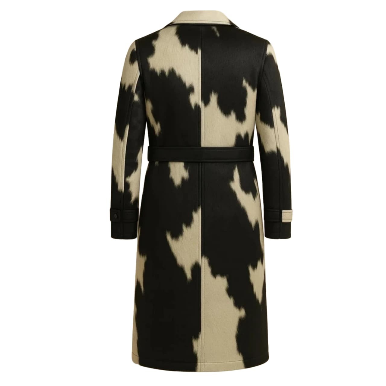Womens Real Cowhide Leather Trench Coat Natural Hair-On Hide Long Jacket