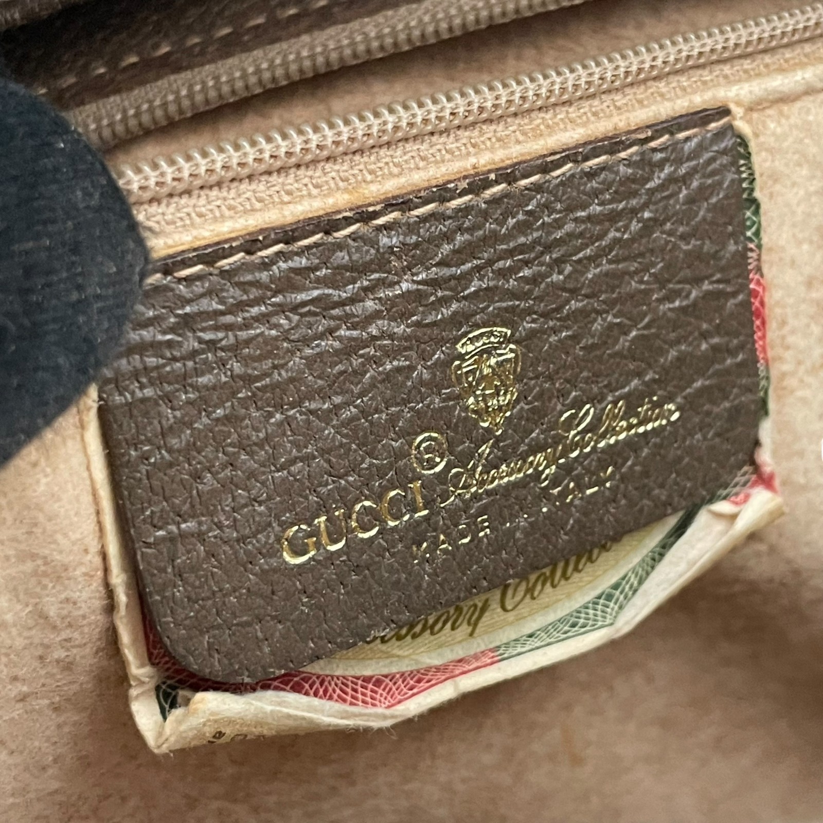 Authentic GUCCI GG Plus PVC Leather Shoulder Bag Messenger Grey Brown Gold