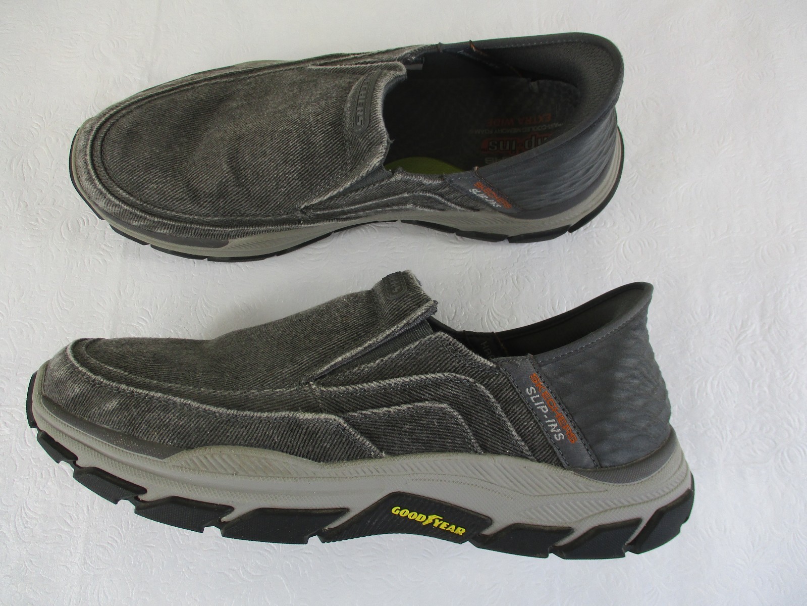Skechers Slip-ins Men’s 12 Gray Canvas Shoes Respected Holmgren Extra Wide