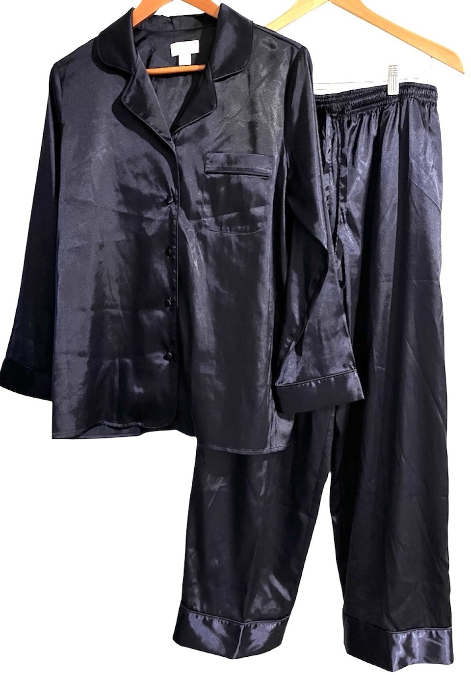 Cabernet Women’s Satin Pajama Set Purple Pants Shirt Long Sleepwear Sleeve Sz M