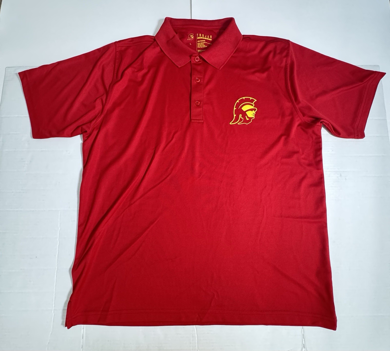 Pre Owned Excellent USC Trojans Apparel Polo Short Sleeve Shirt Red Men Sz Large