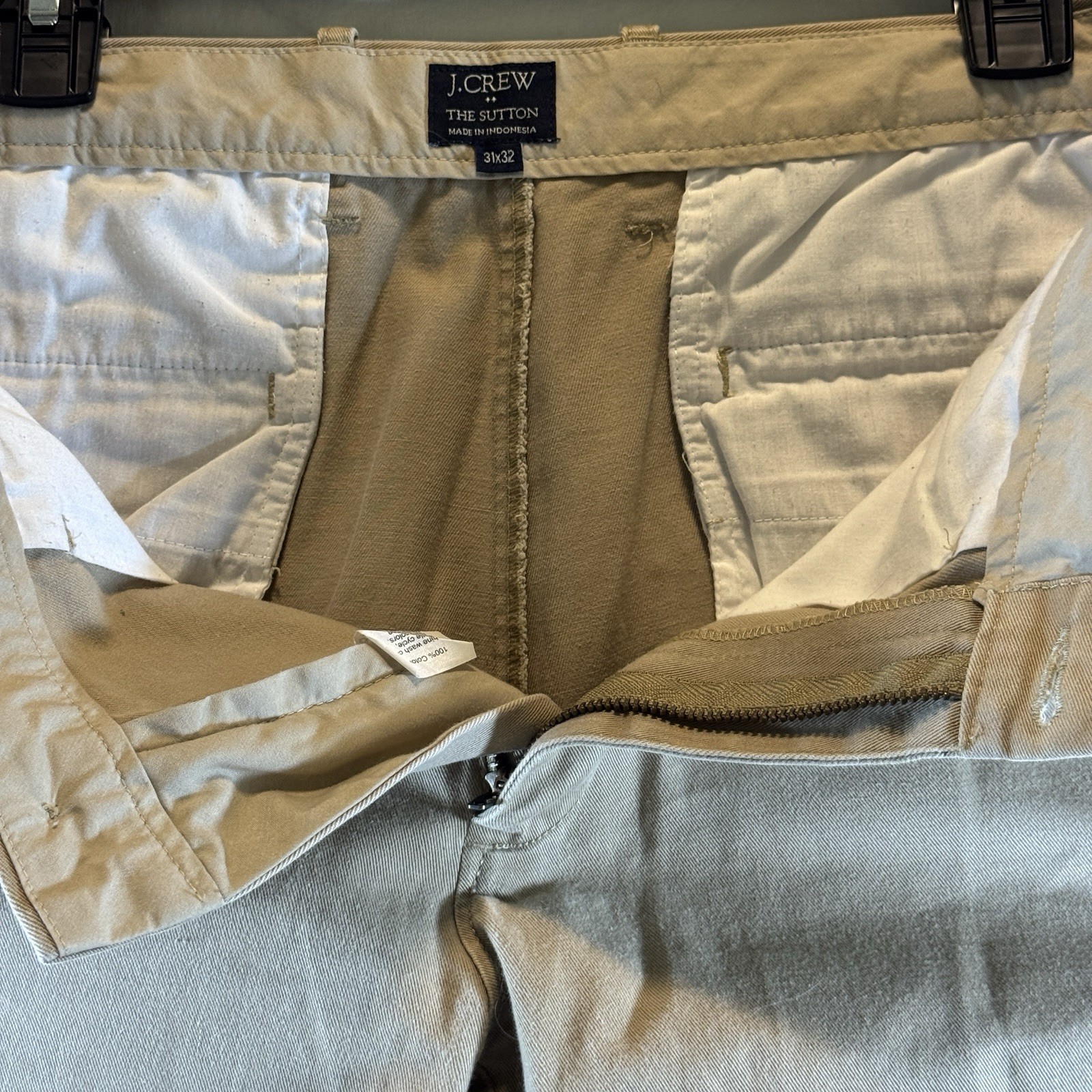 J.Crew The Sutton Mens Pants 31×32* (31L)Tan 38648 Mid-weight Straight Fit Chino