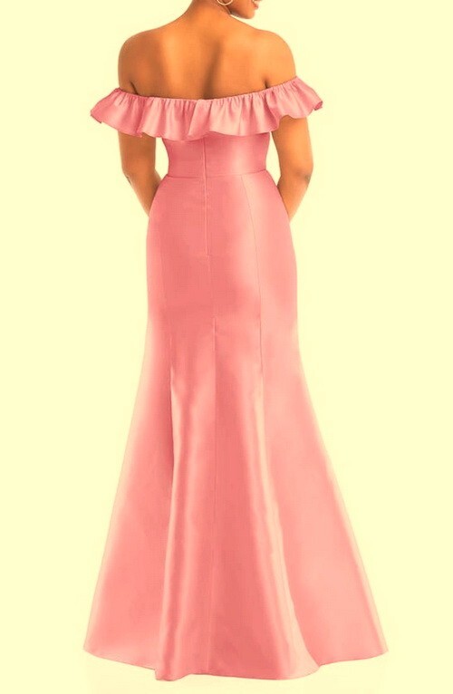 Alfred Sung Powder Pink Off Shoulder Ruffle Gown Dress Size 14 $269 D836