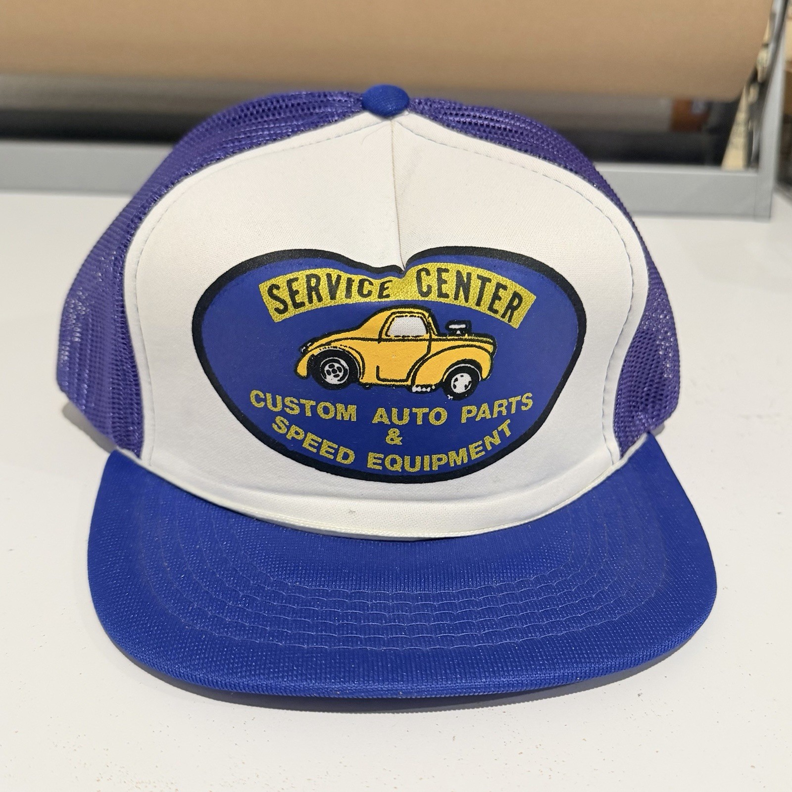 Vintage Classic Cars Service Center Trucker Hat Snap Back 90s