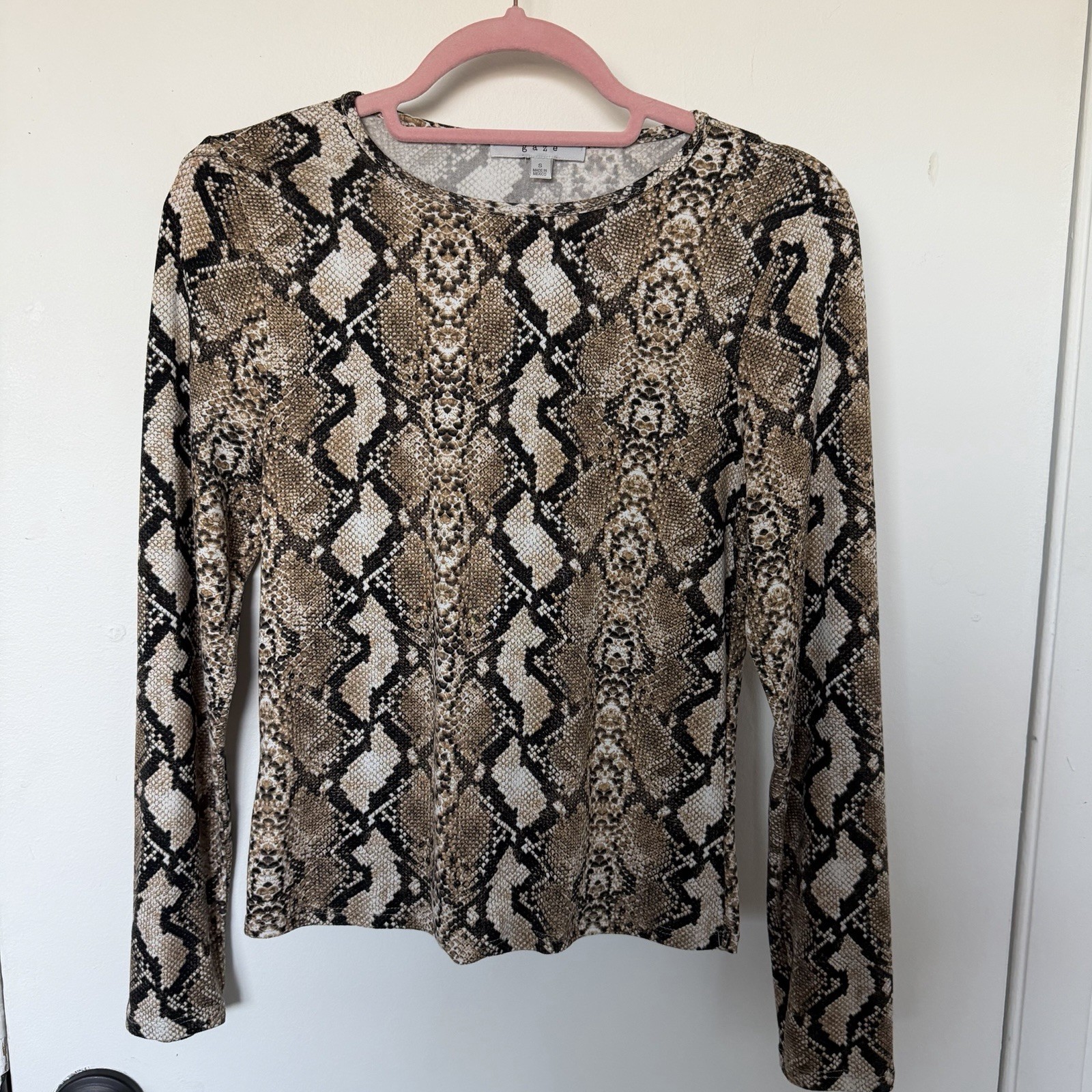 gaze Snake Print Long Sleeve Top – Brown, Black, Cream