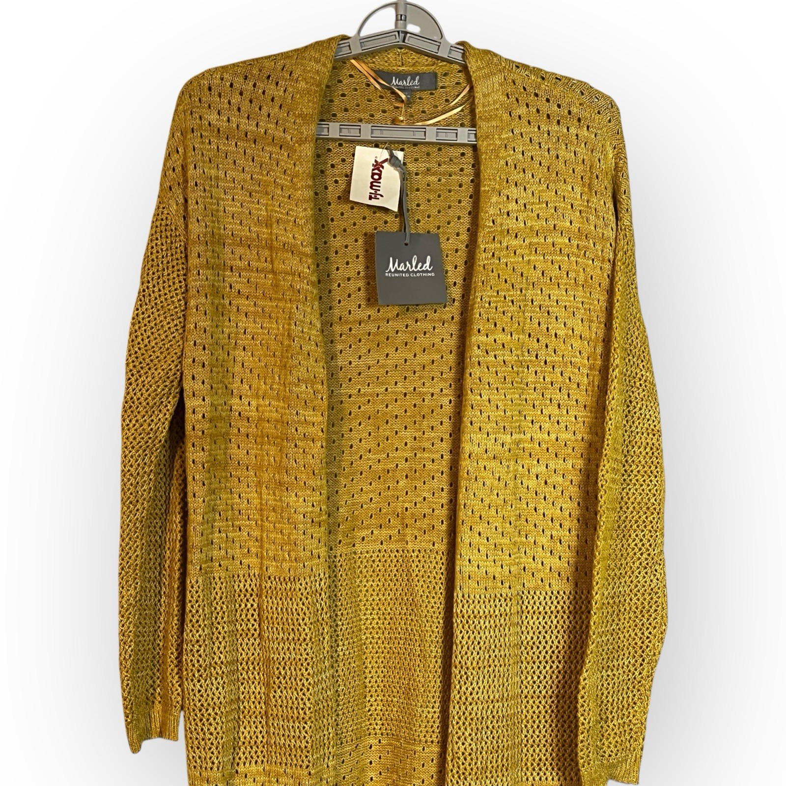 Marled Yellow Duster Open Cardigan Long Lightweight XS Sahara Sun Lagenlook