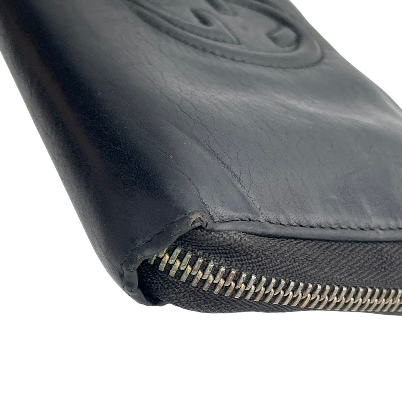 Authentic GUCCI Soho Interlocking G Leather Zip Around Long Wallet Black