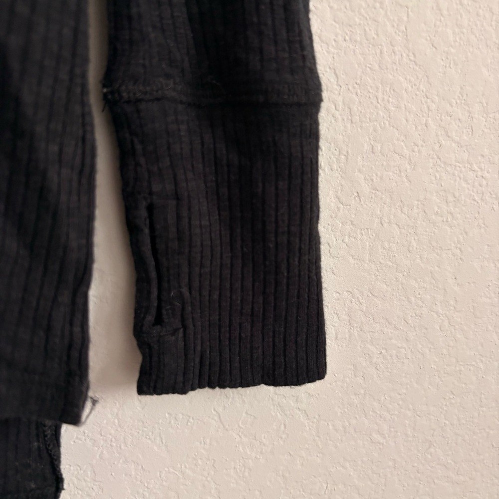 Aerie Black Ribbed Oversized Long Sleeve Top – size S