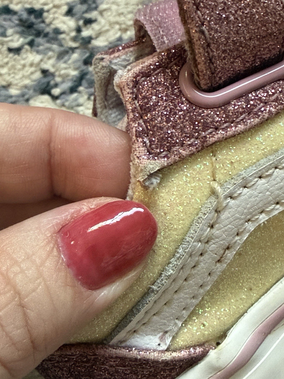 VANS Old Skool Glitter Hook & Loop Strap Low Top Sneakers TODDLER US 6
