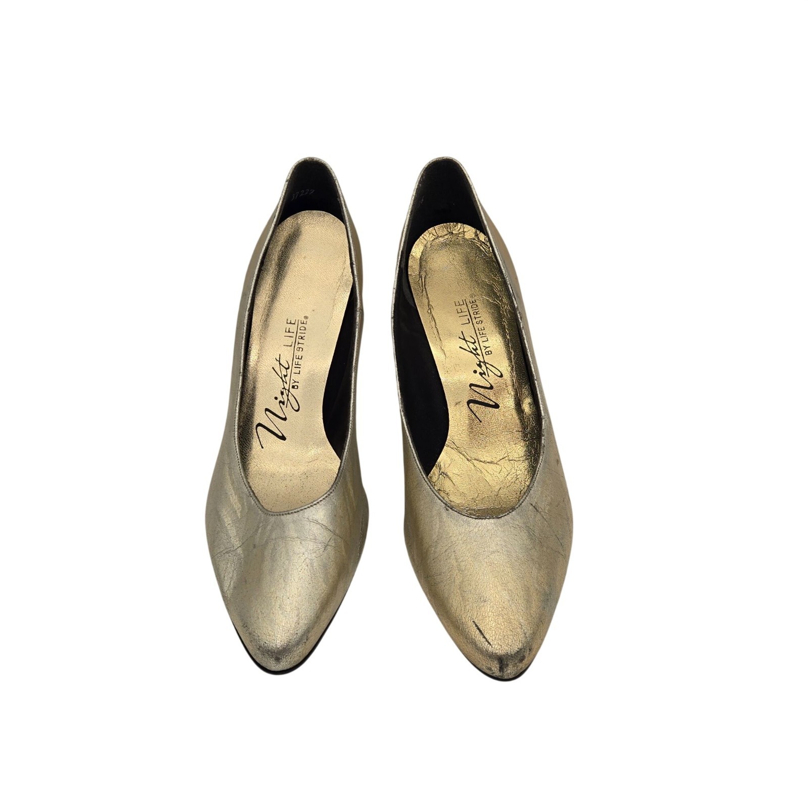 LifeStride NightLife Gold Pointy Toe Pumps Heels Size 8 Man-Made Material