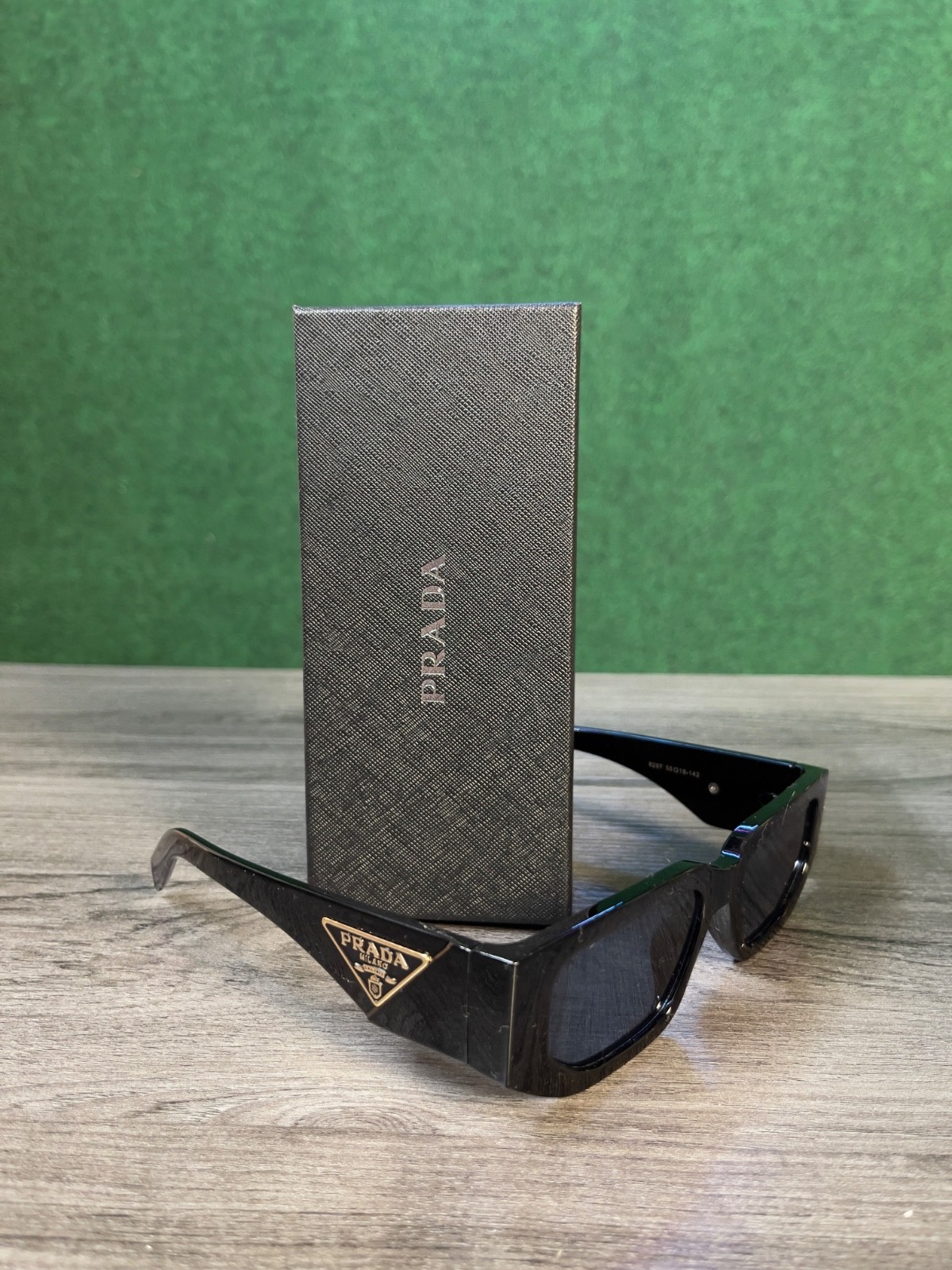 Prada Sunglasses 8297 Shiny Black/ Black lenses, Big 142 mm Frame Width, Italy