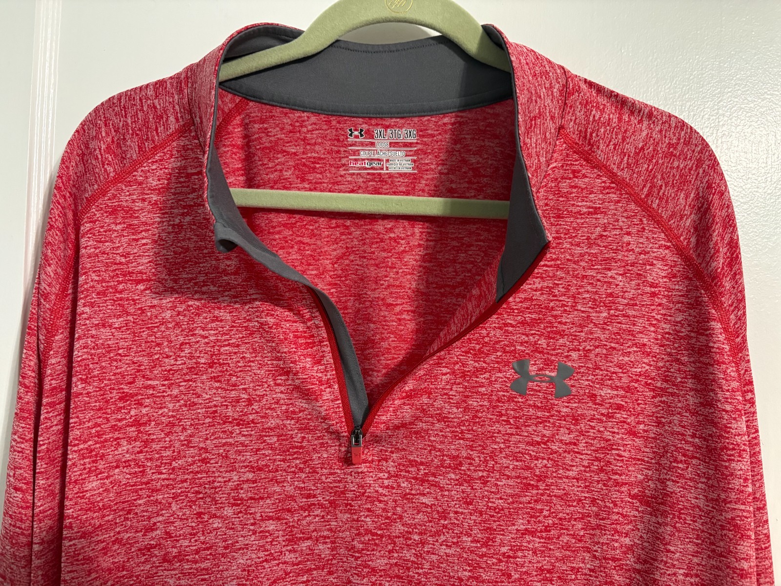 Under Armour HeatGear Quarter Zip Pullover Red Heather Men’s 3XL Loose Fit