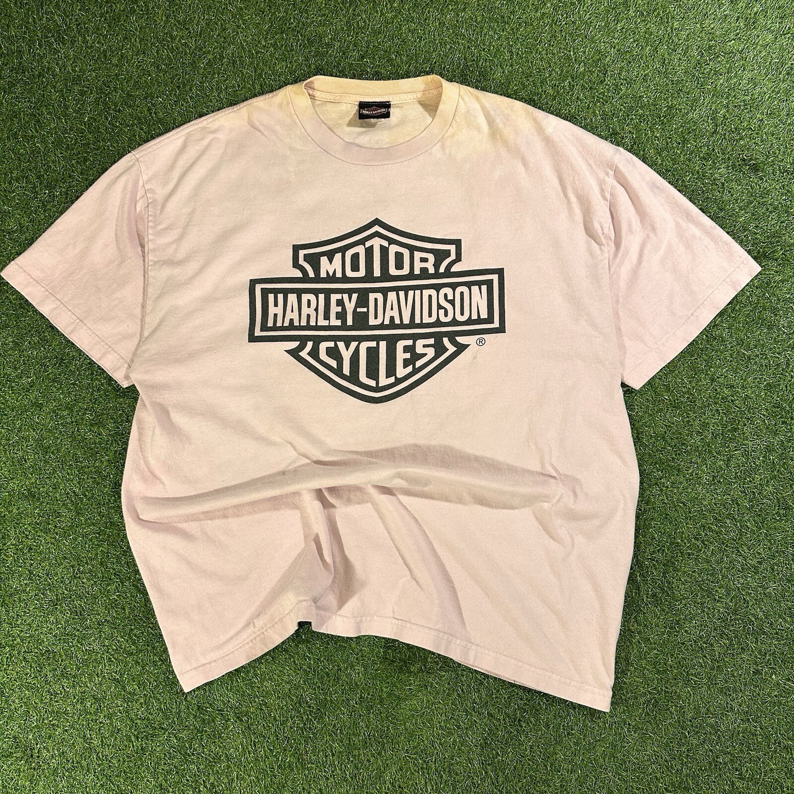 VTG Harley Davidson Tshirt 2XL Pink Big Center Logo Goth Grunge Emo Biker Y2K