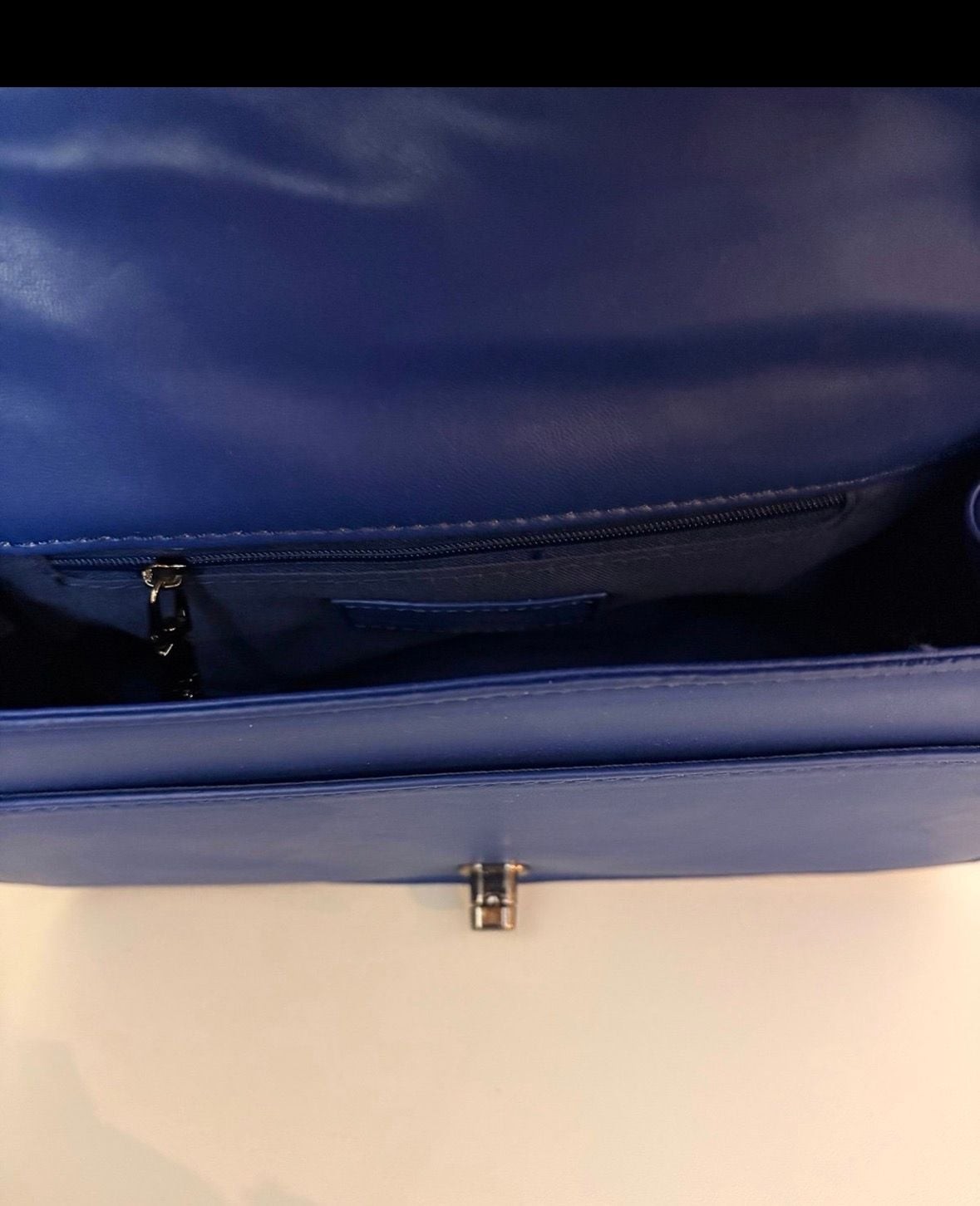 Badgley Mischka Blue Quilted Vegan Leather Chain Shoulder Bag