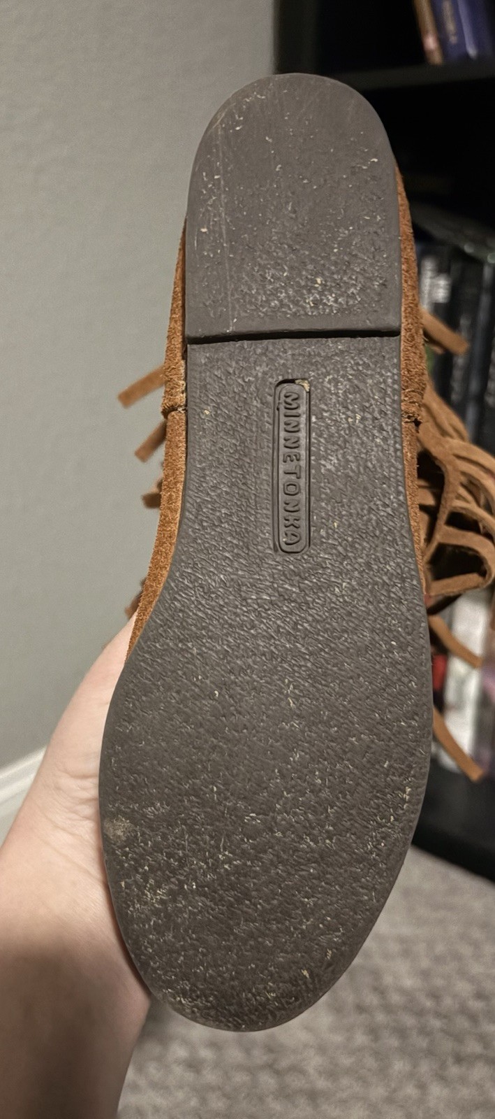 Minnetonka 1632 Women’s Brown Suede Fringe Mid-Calf Pull-On Boots US 7 M