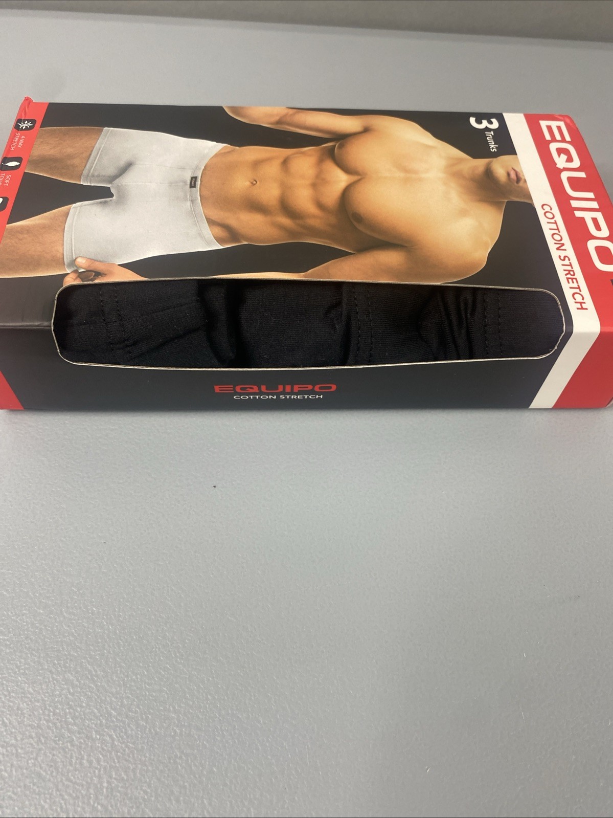 EQUIPO 3PK Trunks Large Cotton 4-Way Stretch Underwear Black 36-38 New Casual