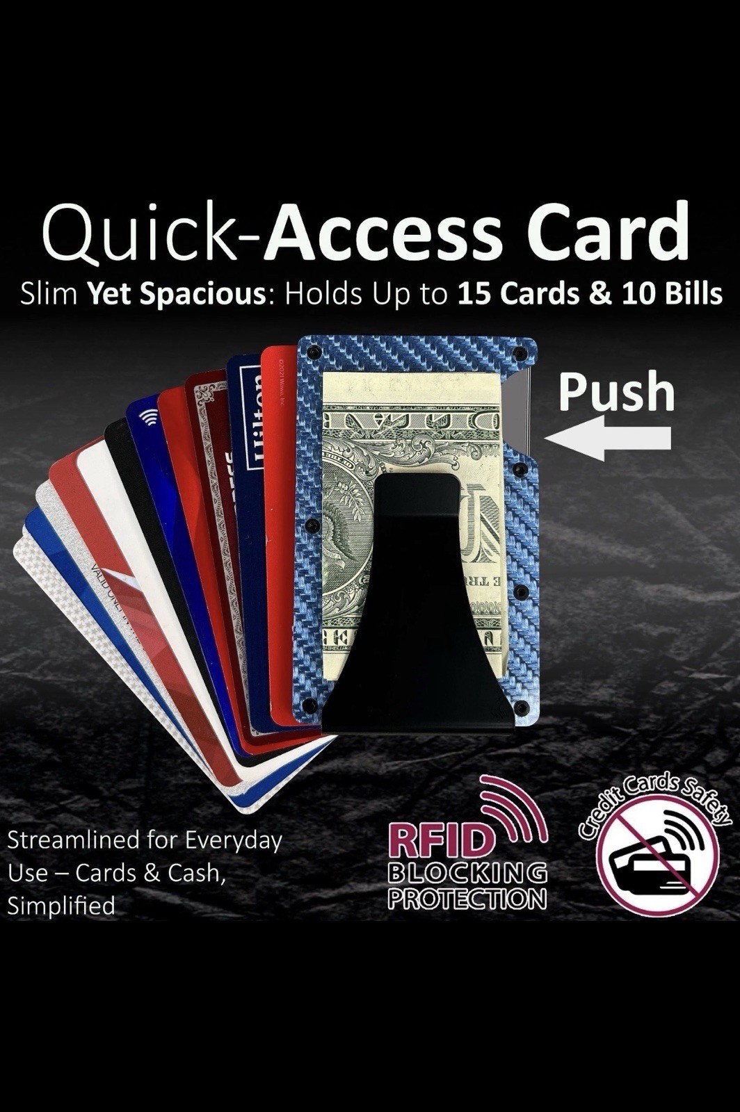 Mens RFID Blocking Slim Money Clip Wallet Credit Card ID Holder Thin Minimalist