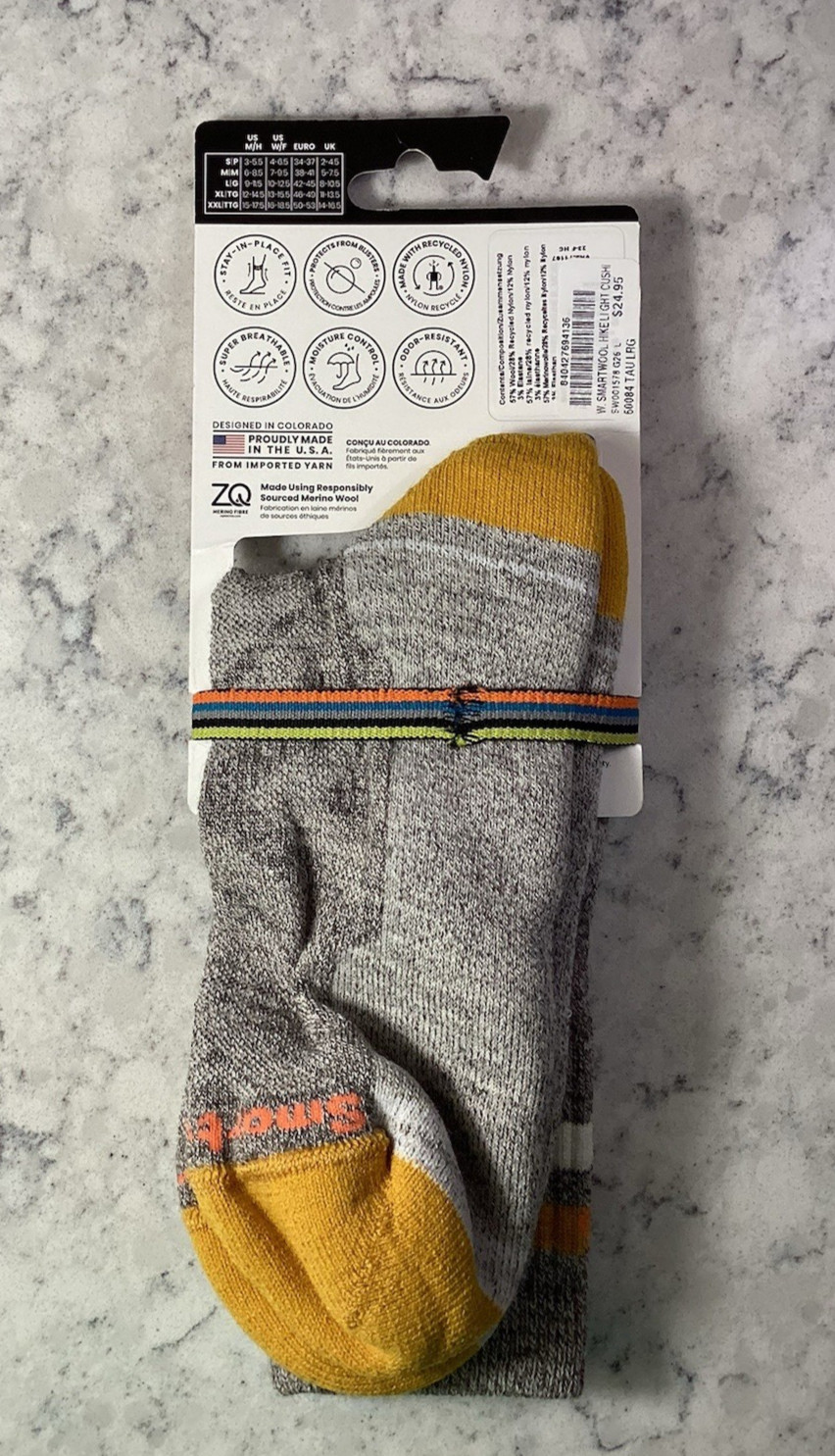 Smartwool Women’s Hike Light Cushion Tube Stripe Crew Sz. Large *As Shown* NEW