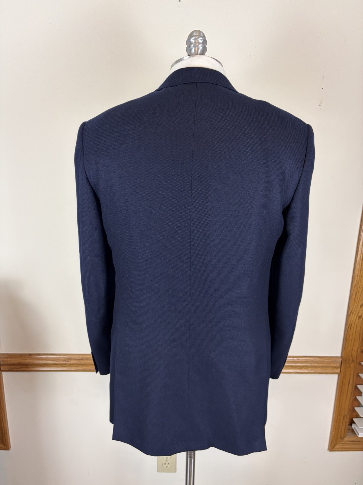 BRIONI 100% WOOL NOMENTANO NAVY BLUE DOUBLE VENT HOPSACK BLAZER SIZE 40R