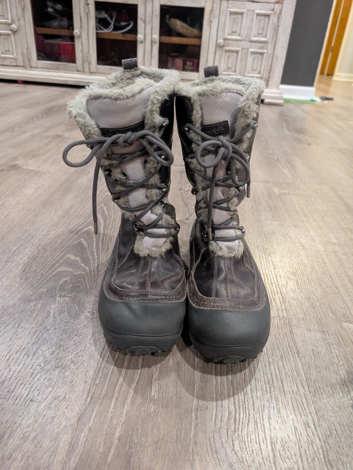 Columbia Omni-Heat Heather Canyon Gray Waterproof Winter Snow Boots Women Size 7