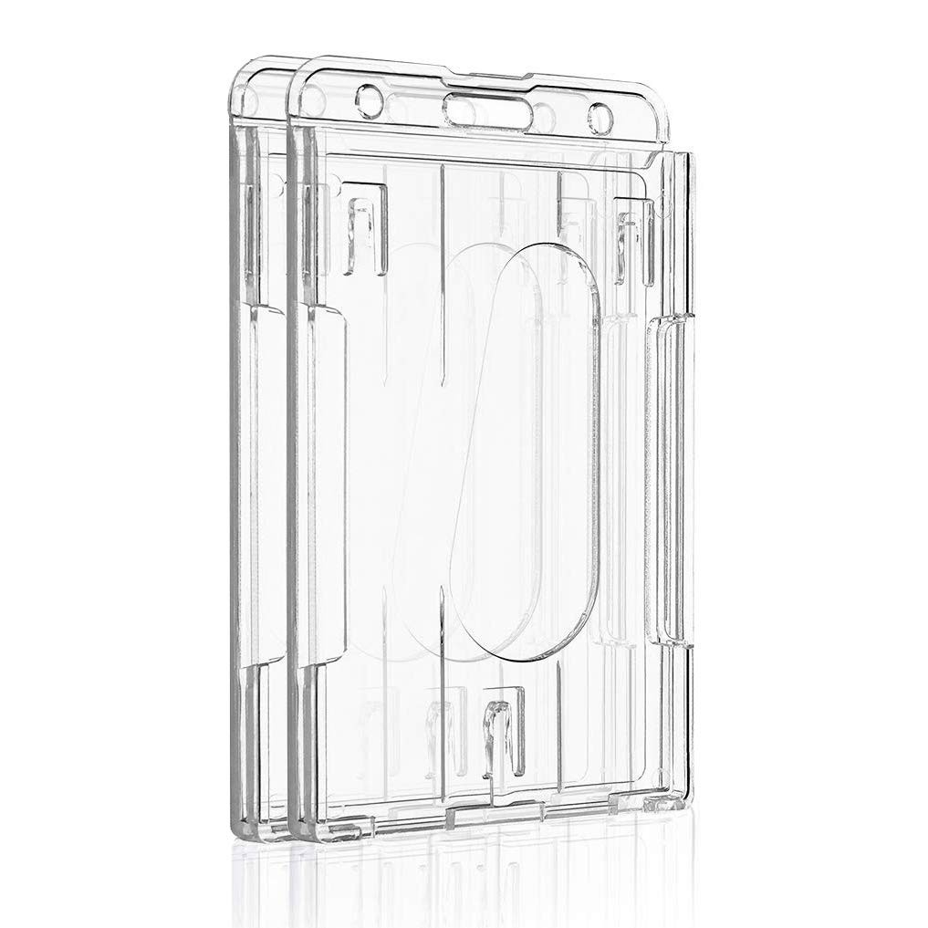 2 Pack Hard Plastic Badge Holders Heavy Duty Clear ID Credit Card Protector USA