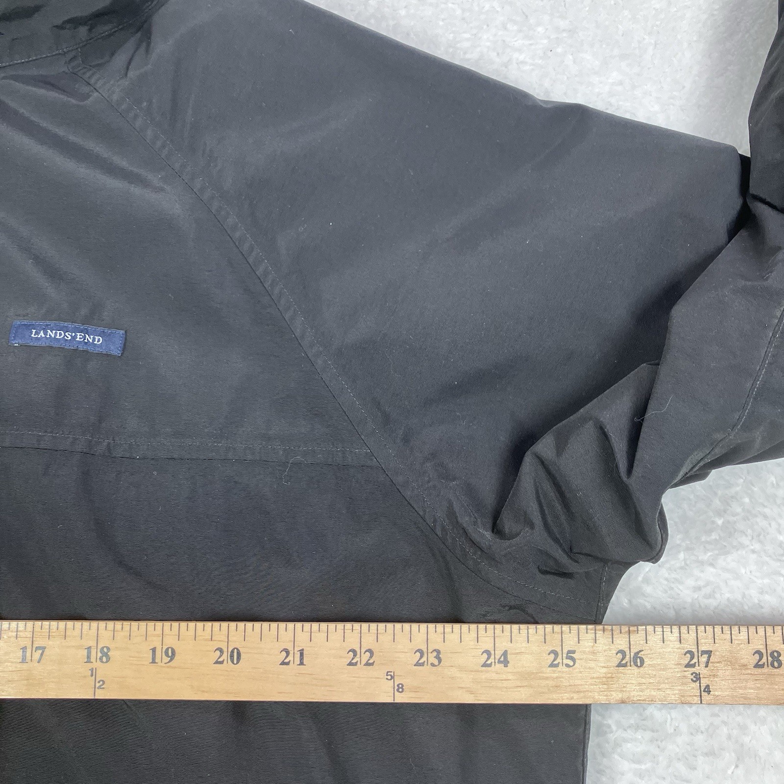 Lands End Classic Squall Jacket Black Full Zip Lined Insulated Mens Size Large