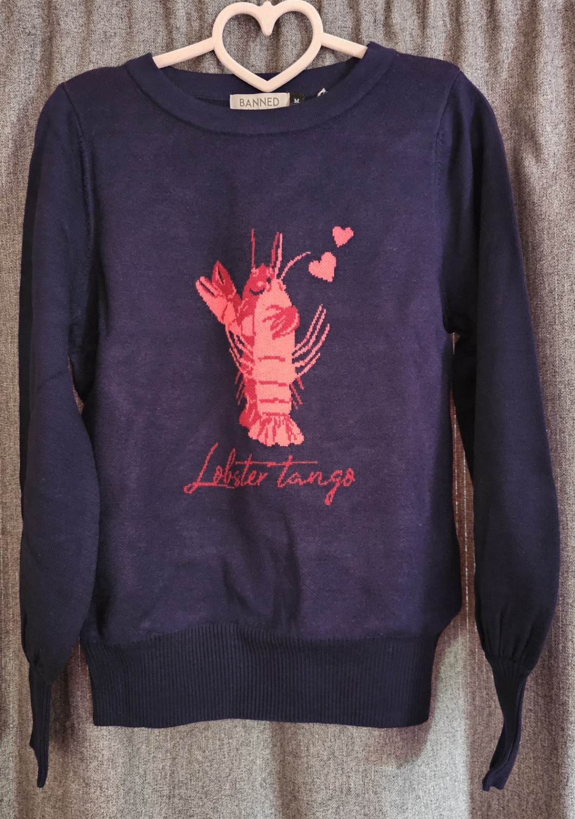 Banned Apparel Navy Joy Lobster Tango Jumper. Size M/12. Retro, 1950s. BNWT